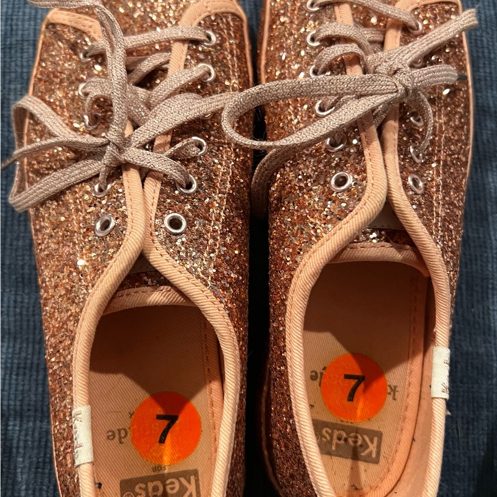 Keds x Kate Spade New York Champion Rose Gold Glitter Sneakers l 7 - Picture 4 of 5